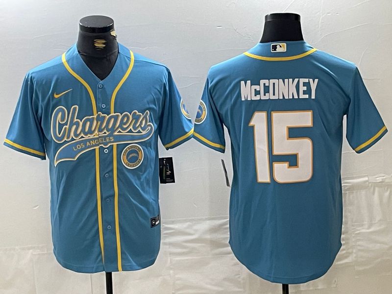 Men Los Angeles Chargers #15 Mcconkey Light blue Joint Name 2024 Nike Limited NFL Jersey style 3